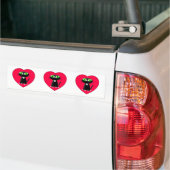 Autocollant De Voiture Chat noir dans le coeur rouge (Sur camion)