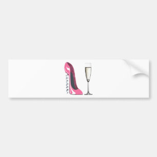 Autocollant De Voiture Chaussure stylet de tire-bouchon rose et verre de