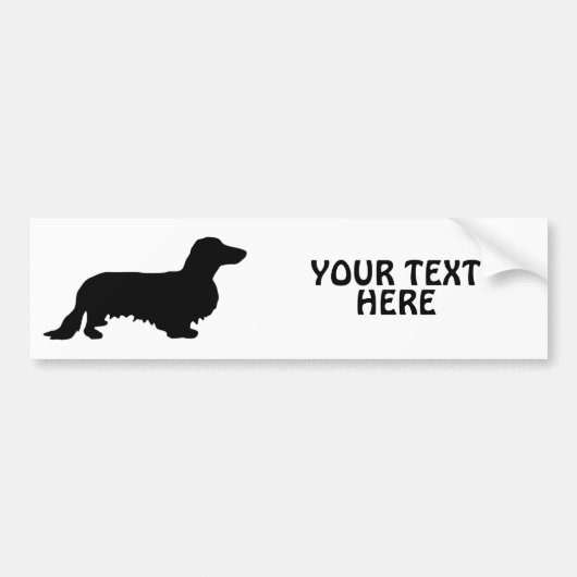 Autocollant De Voiture Cheveux longs Dachshund - Silhouette 1 (Devant)