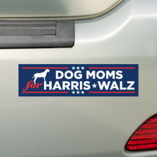 Autocollant De Voiture Chien Moms pour Harris Walz 2024