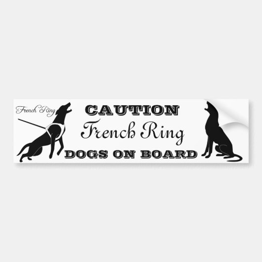 Autocollant De Voiture CHIENS français d'anneau de PRÉCAUTION À BORD (Devant)