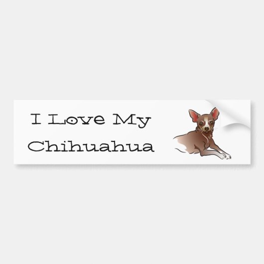 Autocollant De Voiture Chihuahua Brown - I Love My Chihuahua (Devant)