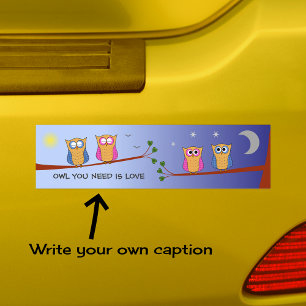 Autocollant De Voiture Chouettes mignonnes texte personnalisé jour soir