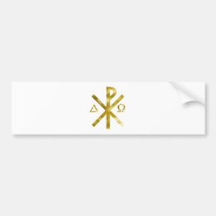 Autocollant De Voiture Chrisme alpha Oméga Or-2