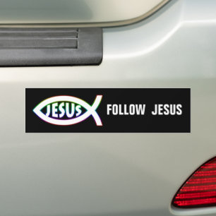 Autocollant De Voiture Christian Fish Follow Jesus