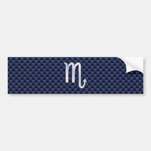 Autocollant De Voiture Chrome Scorpio Zodiac Sign on Blue Carbon Fibre (Devant)