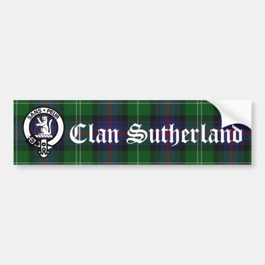 Autocollant De Voiture Clan Sutherland Crest Badge et Tartan (Devant)