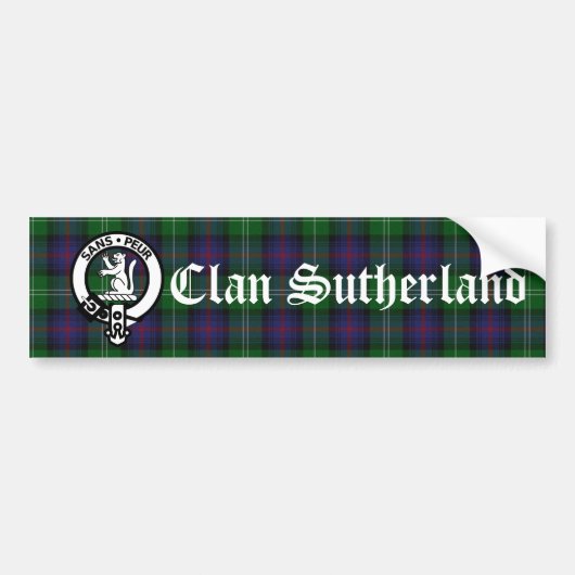 Autocollant De Voiture Clan Sutherland Crest Badge et Tartan (Devant)