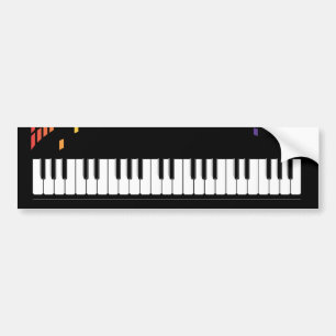 Autocollant De Voiture Clavier instrumental piano de musique multicolore