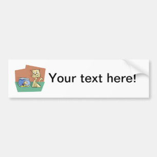Autocollant De Voiture Clipart de cuvette de chat et de poissons