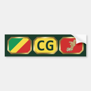 Autocollant De Voiture Code de la carte du drapeau du Congo-Brazzaville
