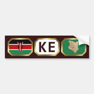 Autocollant De Voiture Code de la carte du drapeau du Kenya