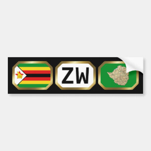 Autocollant De Voiture Code de la carte du drapeau du Zimbabwe