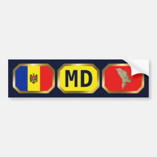 Autocollant De Voiture Code de la carte du drapeau moldave