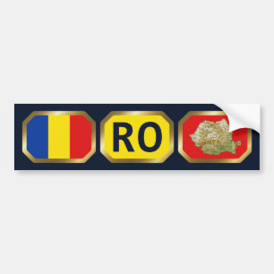 Autocollant De Voiture Code de la carte du drapeau roumain
