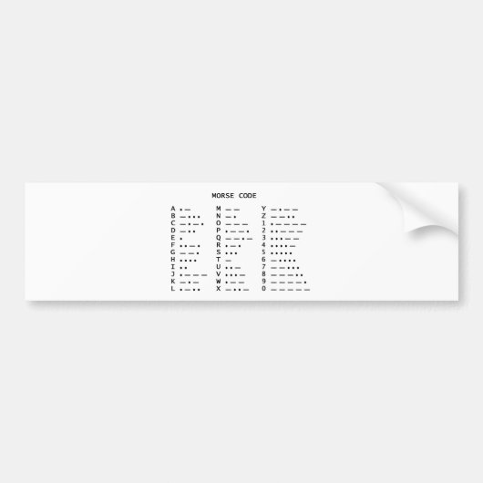 Autocollant De Voiture Code Morse (Devant)