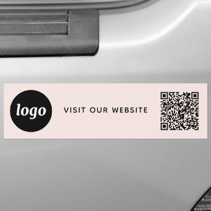 Autocollant De Voiture Code QR Simple Logo et Texte Entreprise Rose Pâle