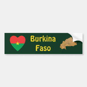Autocollant De Voiture Coeur de drapeau de Burkina Faso + Adhésif pour