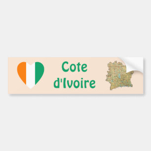 Autocollant De Voiture Coeur de drapeau de d'Ivoire de Cote + Adhésif