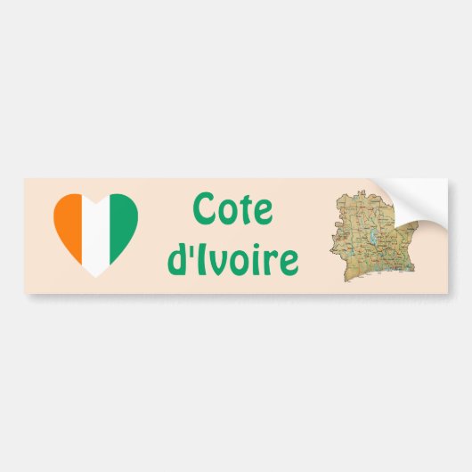 Autocollant De Voiture Coeur de drapeau de d'Ivoire de Cote + Adhésif (Devant)