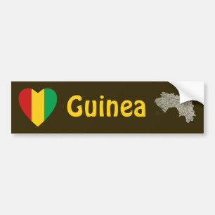 Autocollant De Voiture Coeur de drapeau de Guinée-Conakry + Adhésif pou