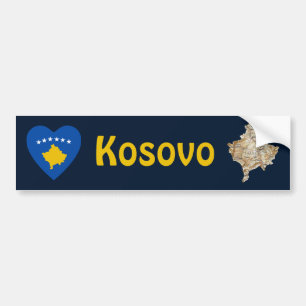 Autocollant De Voiture Coeur de drapeau de Kosovo + Adhésif pour