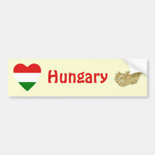 Autocollant De Voiture Coeur de drapeau de la Hongrie + Adhésif pour