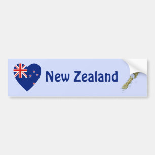 Autocollant De Voiture Coeur de drapeau de la Nouvelle Zélande + Adhési