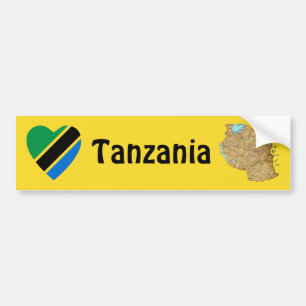 Autocollant De Voiture Coeur de drapeau de la Tanzanie + Adhésif pour