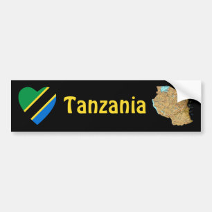 Autocollant De Voiture Coeur de drapeau de la Tanzanie + Adhésif pour