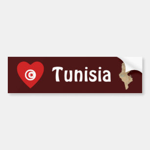 Autocollant De Voiture Coeur de drapeau de la Tunisie + Adhésif pour