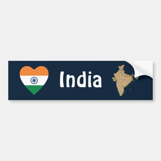 Autocollant De Voiture Coeur de drapeau de l'Inde + Adhésif pour (Devant)