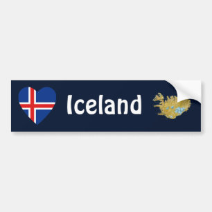 Autocollant De Voiture Coeur de drapeau de l'Islande + Adhésif pour