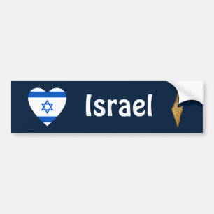 Autocollant De Voiture Coeur de drapeau de l'Israël + Adhésif pour