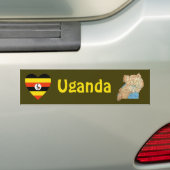 Autocollant De Voiture Coeur de drapeau de l'Ouganda + Adhésif pour (En voiture)