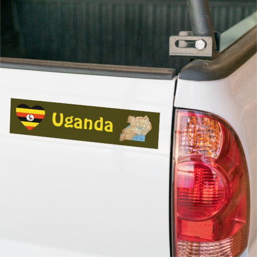 Autocollant De Voiture Coeur de drapeau de l'Ouganda + Adhésif pour (Sur camion)