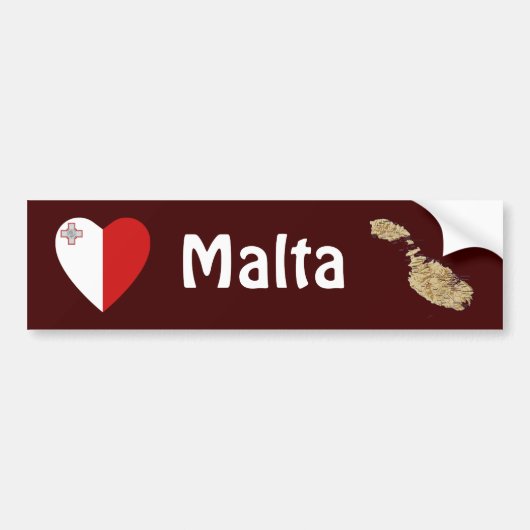 Autocollant De Voiture Coeur de drapeau de Malte + Adhésif pour (Devant)
