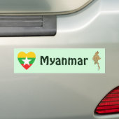 Autocollant De Voiture Coeur de drapeau de Myanmar + Adhésif pour (En voiture)