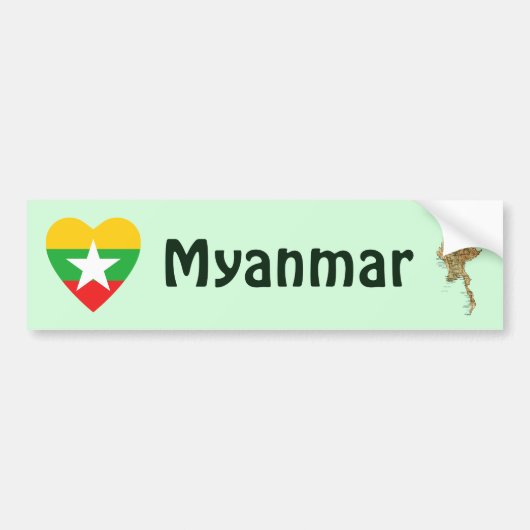 Autocollant De Voiture Coeur de drapeau de Myanmar + Adhésif pour (Devant)