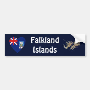 Autocollant De Voiture Coeur de drapeau des Îles Falkland + Adhésif pou