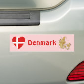 Autocollant De Voiture Coeur de drapeau du Danemark + Adhésif pour (En voiture)