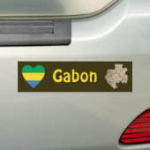 Autocollant De Voiture Coeur de drapeau du Gabon + Adhésif pour (En voiture)