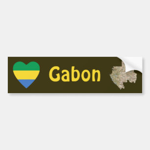 Autocollant De Voiture Coeur de drapeau du Gabon + Adhésif pour