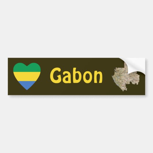 Autocollant De Voiture Coeur de drapeau du Gabon + Adhésif pour (Devant)