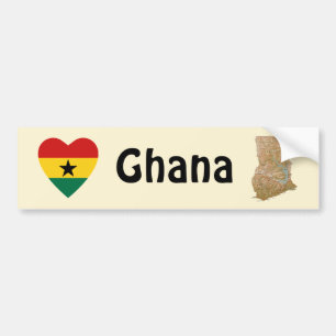 Autocollant De Voiture Coeur de drapeau du Ghana + Adhésif pour