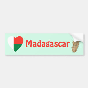 Autocollant De Voiture Coeur de drapeau du Madagascar + Adhésif pour