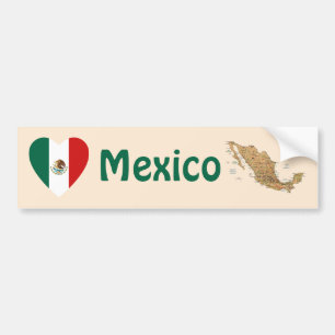 Autocollant De Voiture Coeur de drapeau du Mexique + Adhésif pour