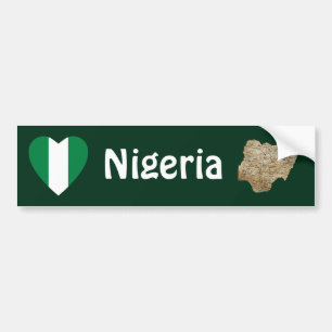 Autocollant De Voiture Coeur de drapeau du Nigéria + Adhésif pour