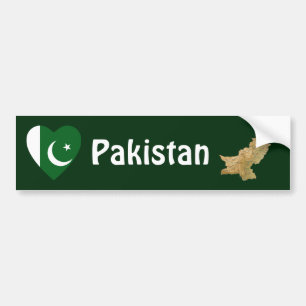 Autocollant De Voiture Coeur de drapeau du Pakistan + Adhésif pour