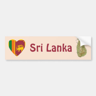 Autocollant De Voiture Coeur de drapeau du Sri Lanka + Adhésif pour